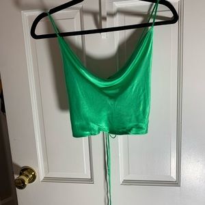 Flowy silk tie-back crop top